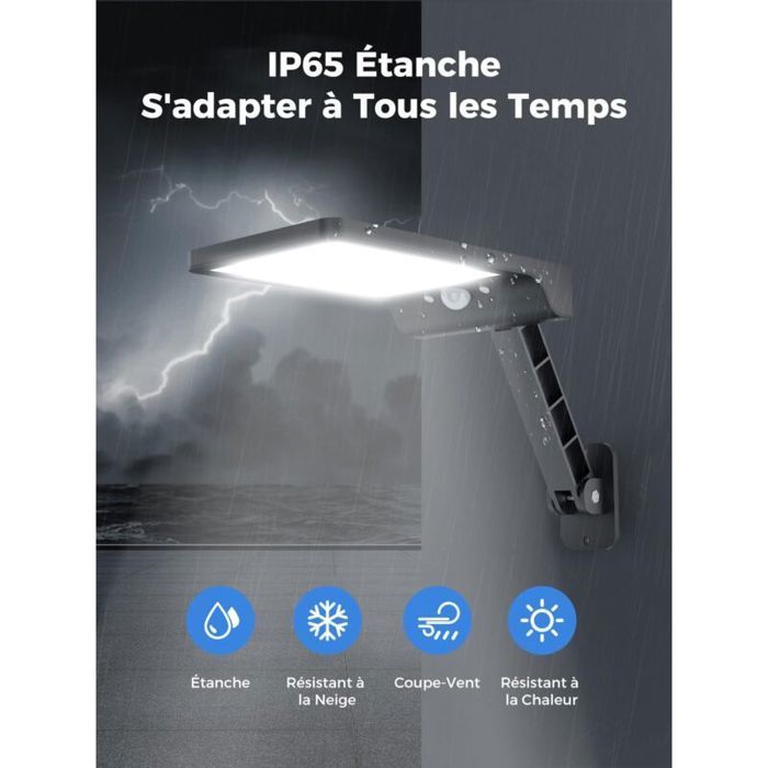 Refletor solar LED para exterior - MHY® - Sensor de movimento - 3 modos de iluminação - À prova d'água IP65