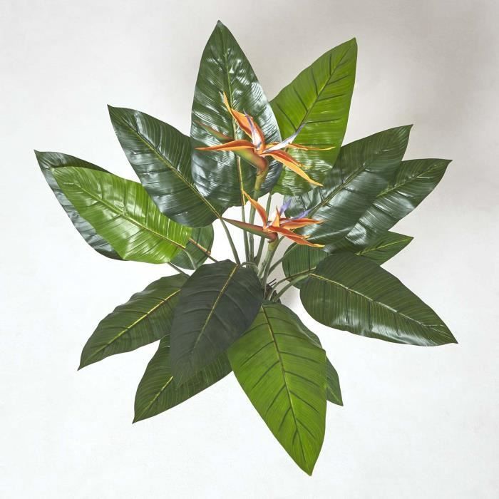Planta artificial - HOMESCAPES - Ave-do-paraíso - 120 cm - Verde - Laranja