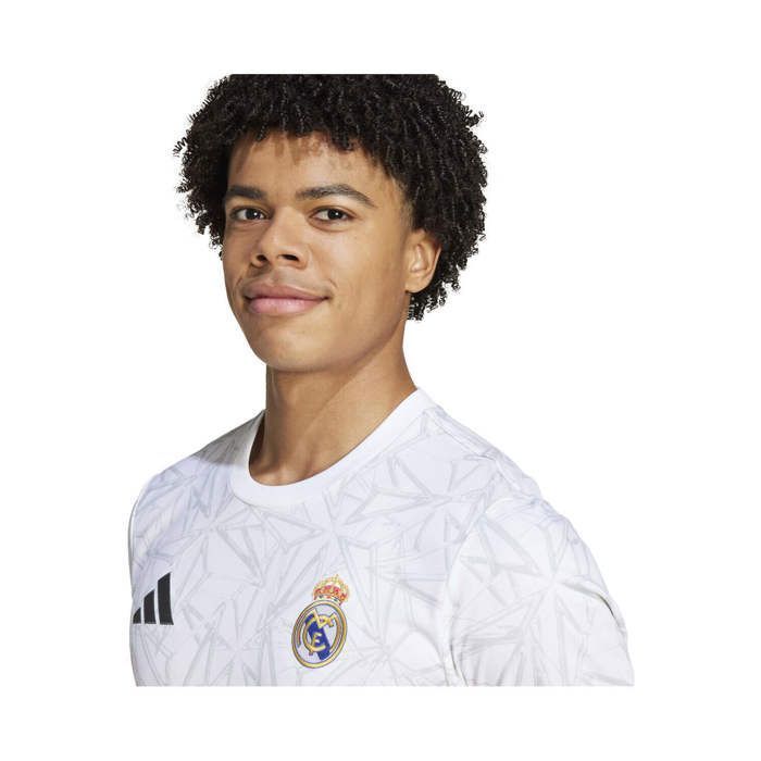 Camiseta blanca de calentamiento del Real Madrid para hombre, Adidas, temporada 24/25