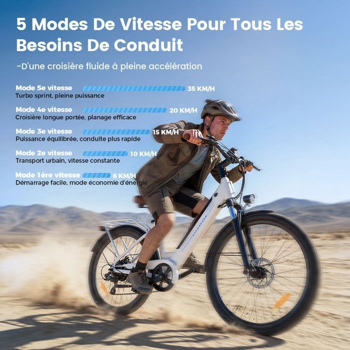 Vélo électrique UcityS, VTT Électrique Blanc 26