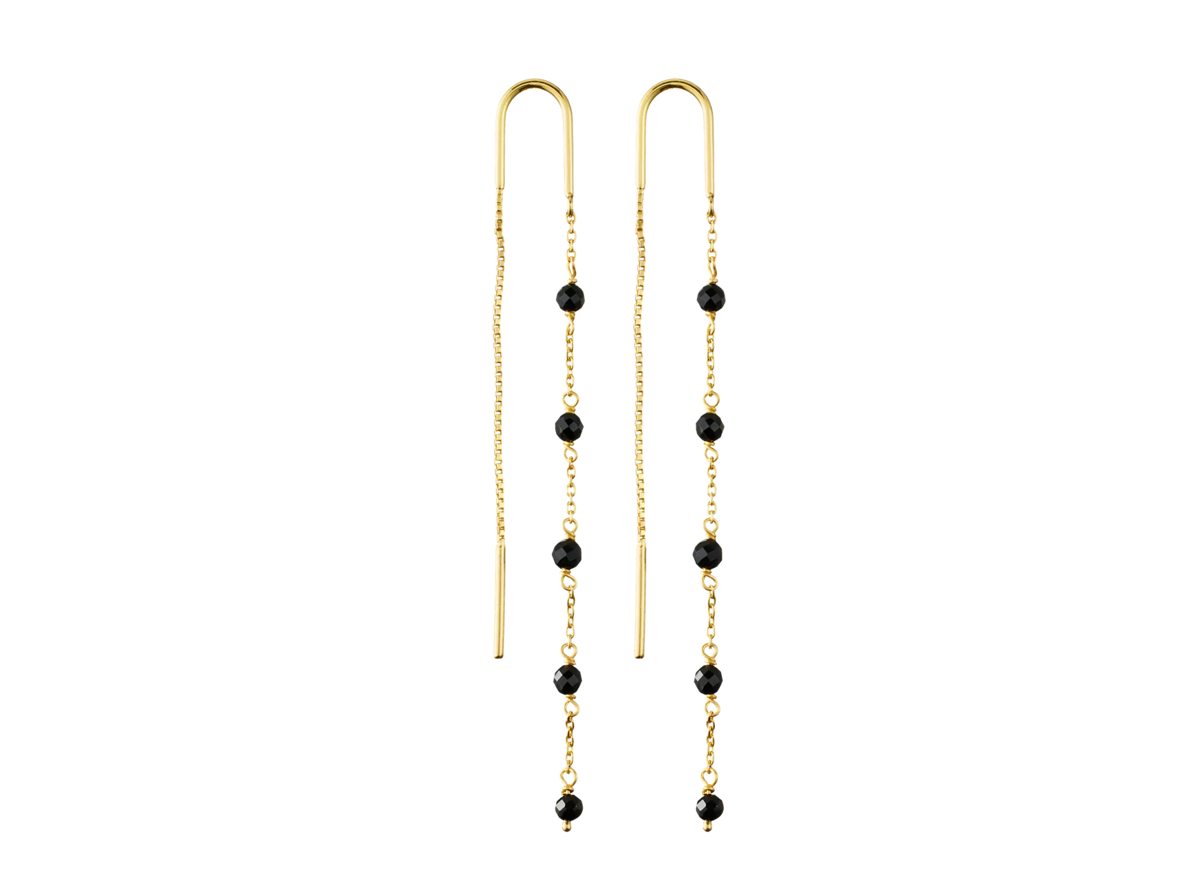 Pendientes de cadena con piedra de ónix negro chapados en oro