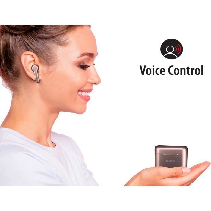 TOSHIBA RZE-BT750EPN - True Wireless In-Ear Bluetooth Headphones - Auto-pairing - Charging Case (Qi) - Rose Gold