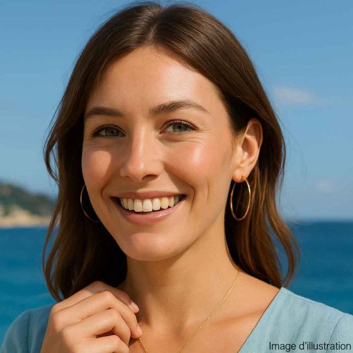 Pendientes de mujer - L'ATELIER D'AZUR - Pendientes de aro de oro amarillo auténtico - Diámetro 4,5 cm