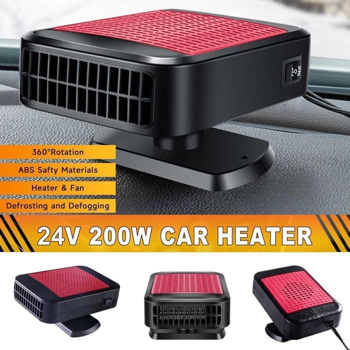 Riscaldatore portatile per auto da 12V 200W, riscaldamento rapido del parabrezza, riscaldatore rotante a 360°