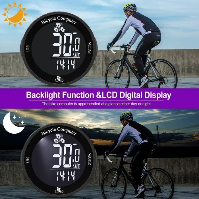 Ciclocomputador inalámbrico resistente al agua, 24 funciones, odómetro, cronómetro con retroiluminación para bicicletas de carretera y de montaña.