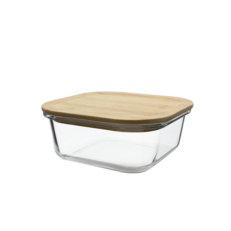 Contenitore per alimenti da 0,62 l in vetro borosilicato con coperchio in bambù.