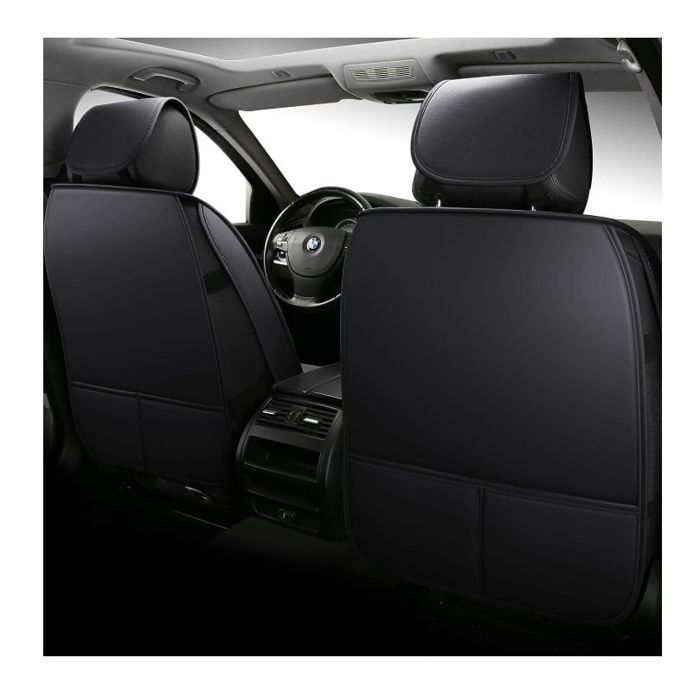 Housses de Siège en Similicuir Noir Bord Bleu Qualité de Luxe Respirant Rembourrées Ensemble Complet 9 pcs Universel pour Voiture