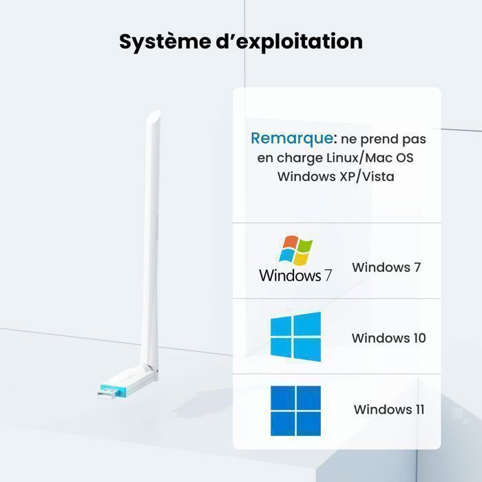 Tenda AX300 Powerful WiFi Adapter, USB WiFi Adapter for PC, 6dBi WiFi Antenna, Soft-AP, Windows 7/10/11, U2