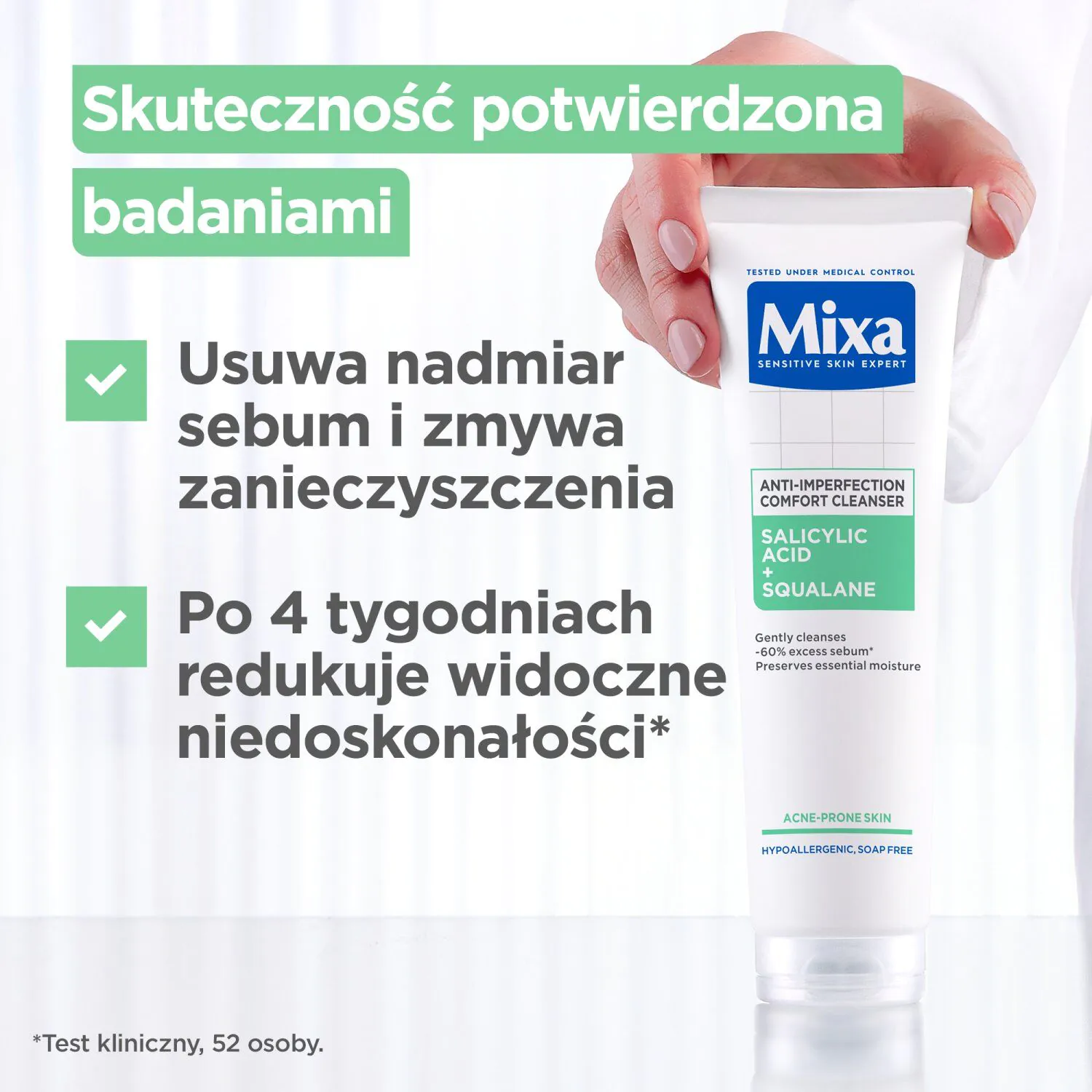 Mixa Żel oczyszczający do twarzy przeciw niedoskonałościom Kwas Salicylowy + Skwalan