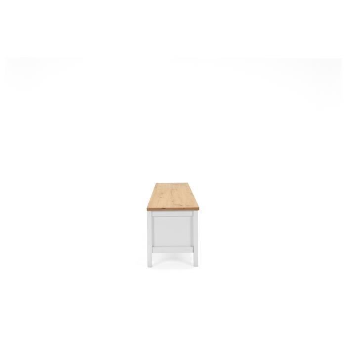 Mueble para TV con 2 cajones - Acabado en roble artesanal y blanco - 160 x 45 x 40 cm (ancho x profundidad x alto) - BERGEN