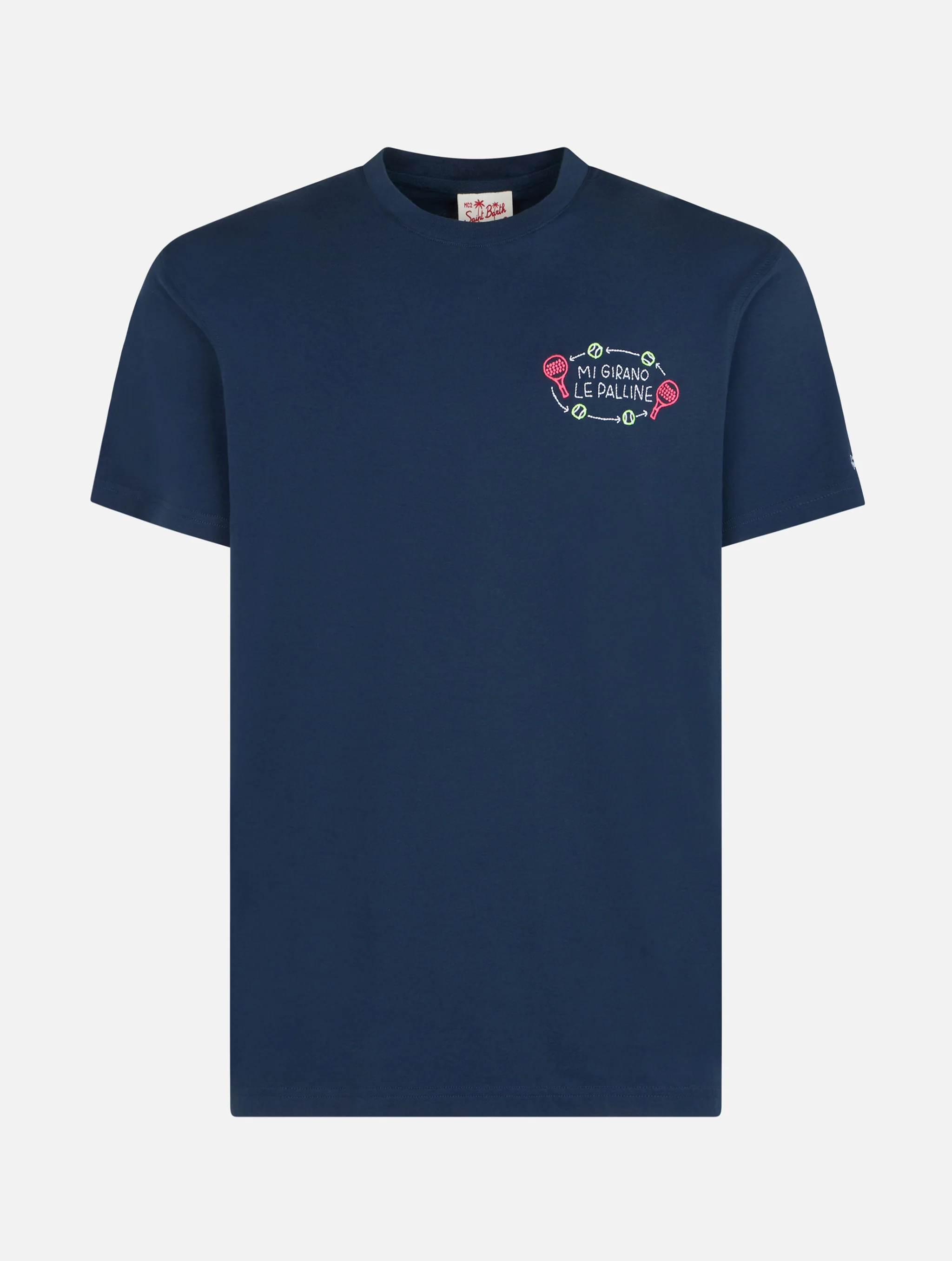 T-shirt classica da uomo in jersey di cotone Portofino con ricamo Mi g