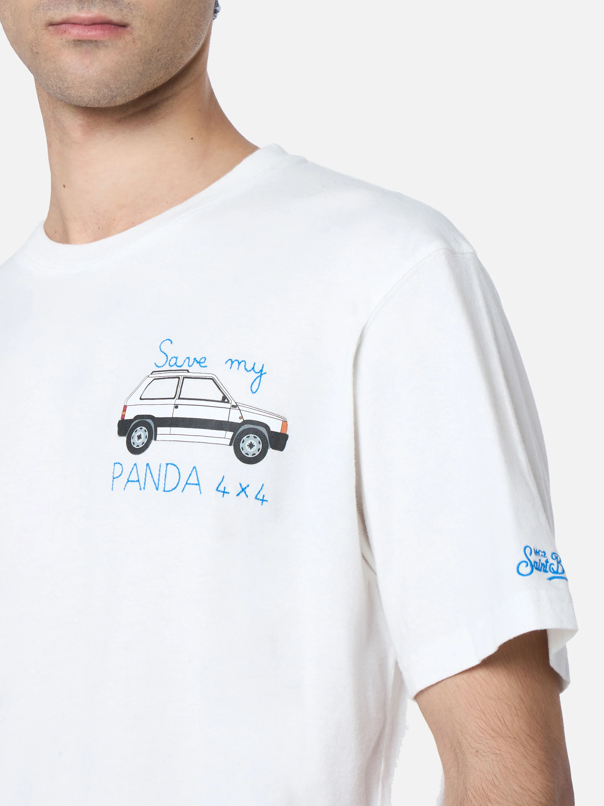 Arnott's heren T-shirt van zwaar katoen met Save My Panda 4x4-borduurwerk.