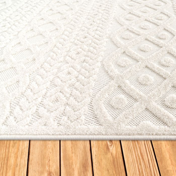Alfombra Paco Home para salón/dormitorio, para adultos, pelo corto, lisa, estampado bohemio, diseño escandinavo, color crema, 80x150 cm