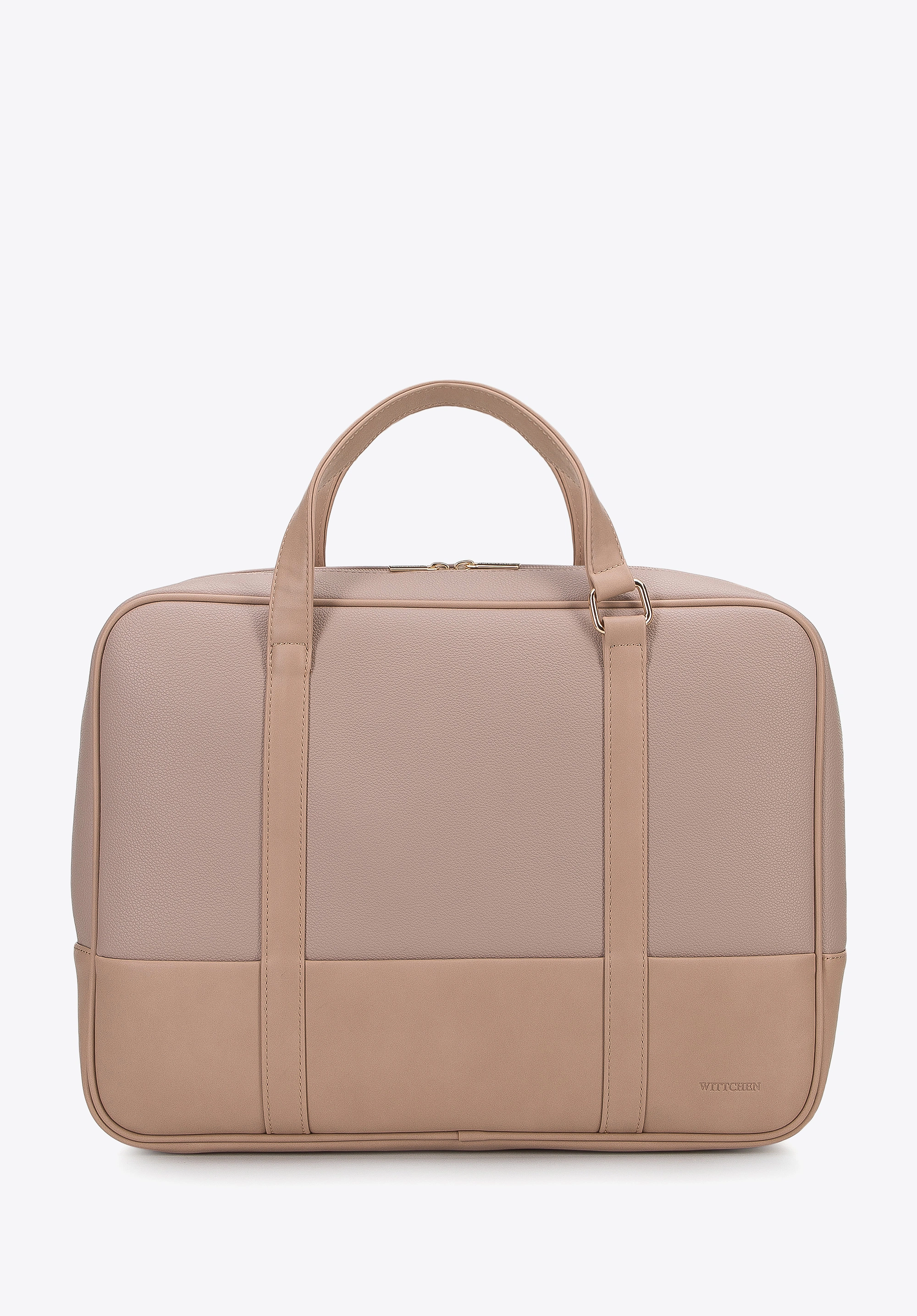Torba na laptopa 15,6” z ekoskóry o dwóch fakturach beżowa
