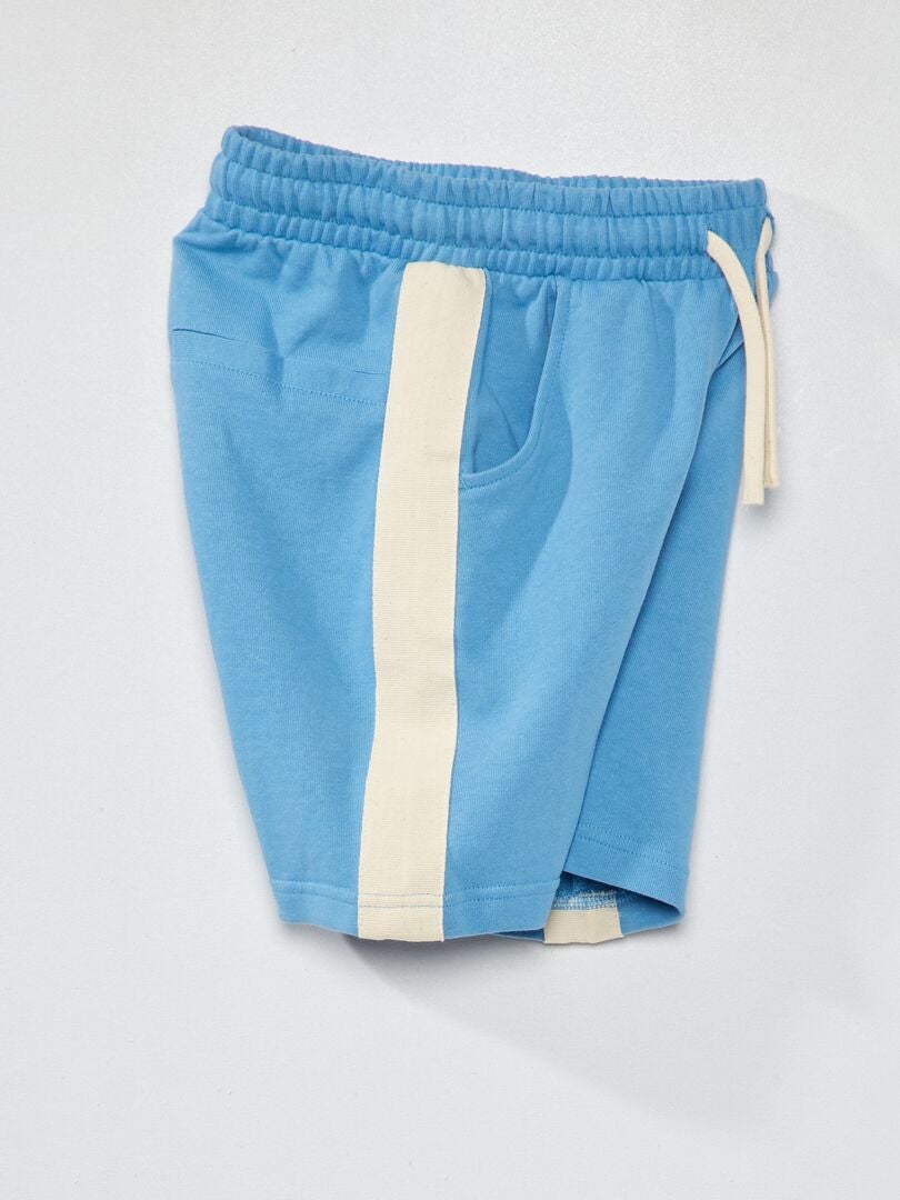 Calções desportivos com riscas laterais - AZUL