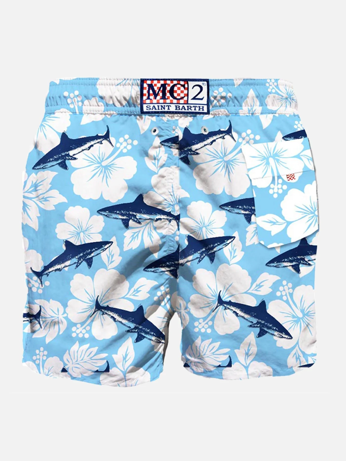 Maillot de bain mi-long en velours imprimé requin