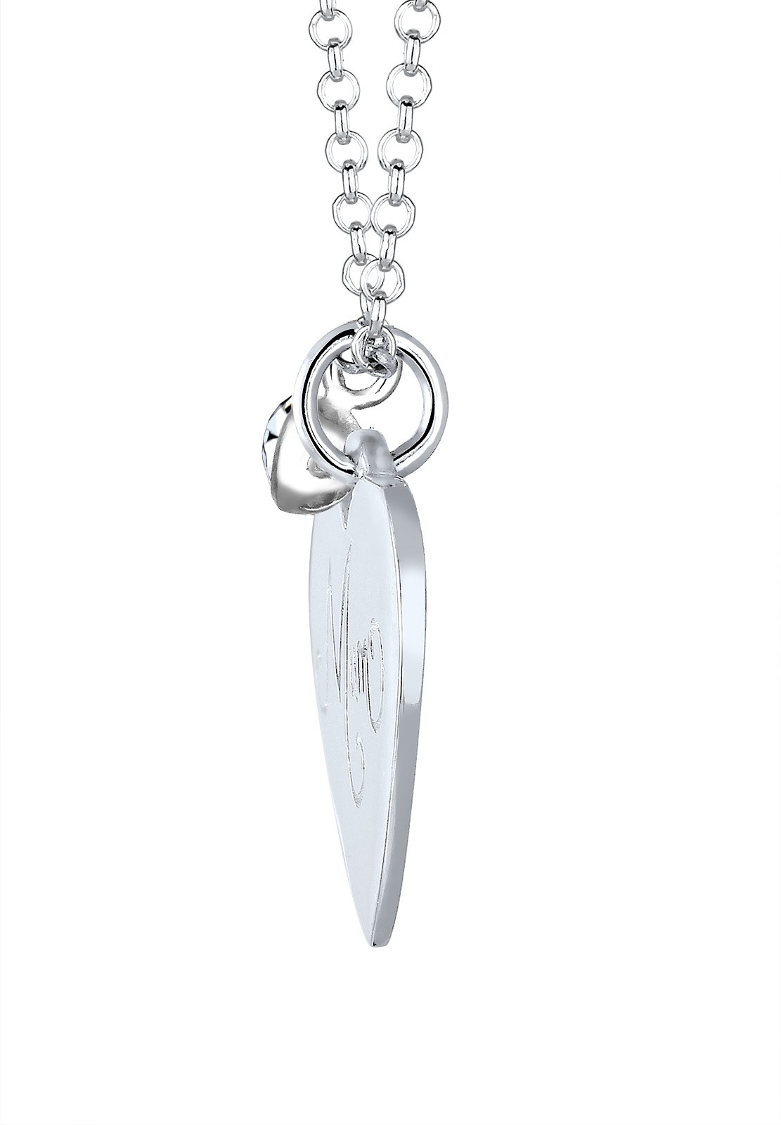 Elli Femmes Mum écriture mère cœur avec cristal en argent sterling 925