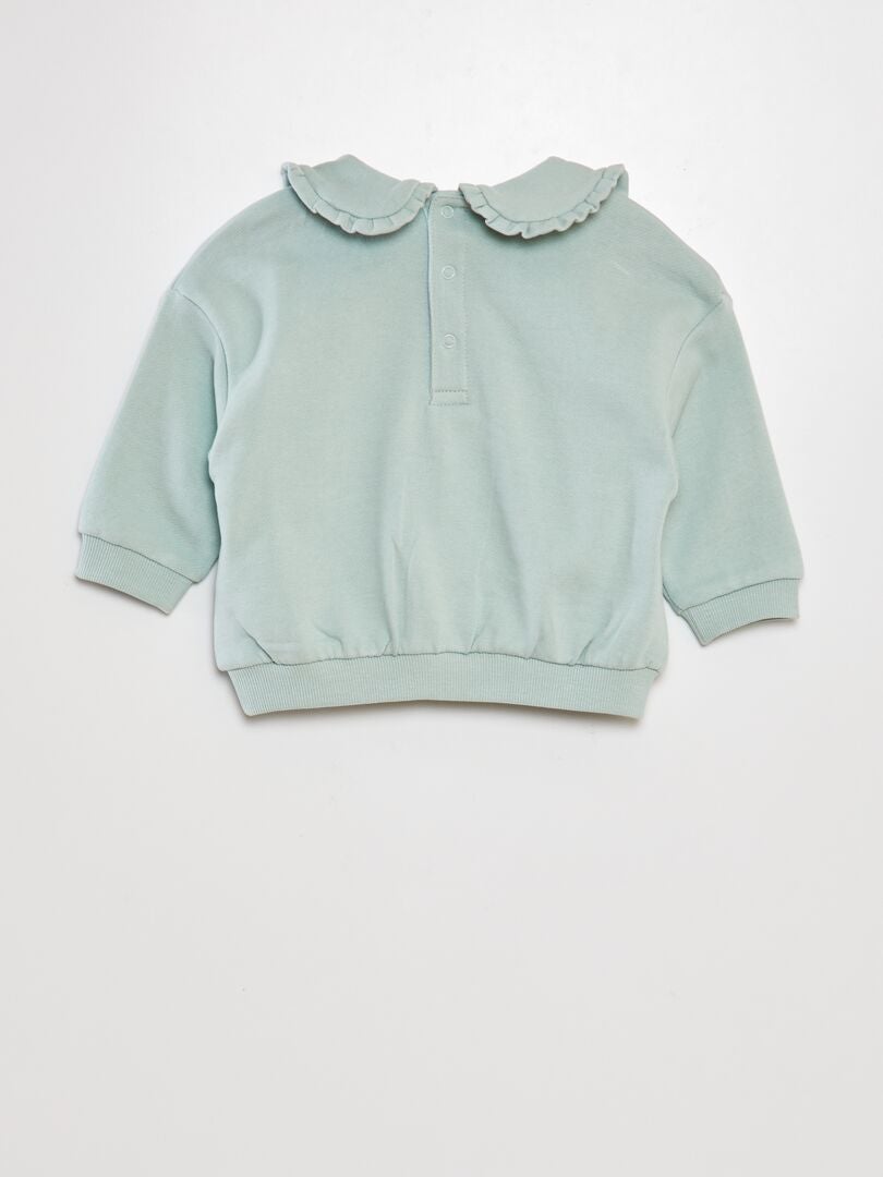 Katoenen sweatshirt met claudinekraag - blauw