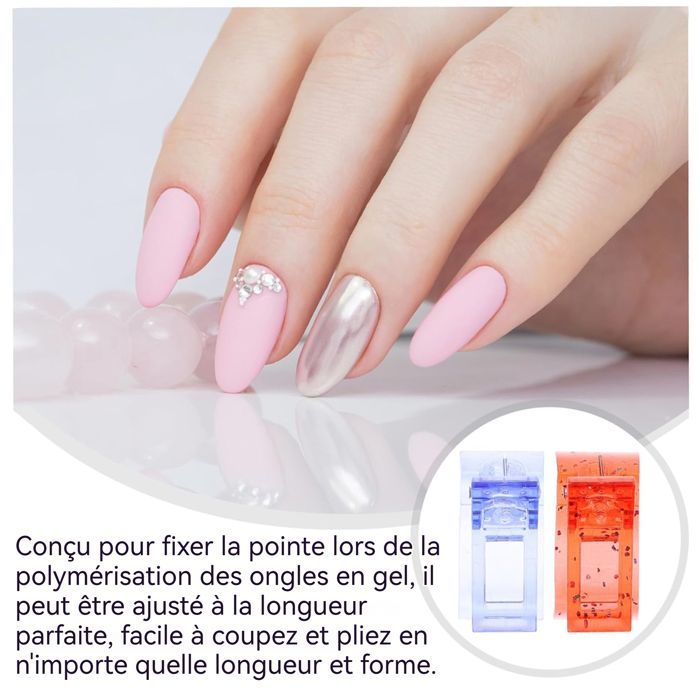 Set manucure-pedicure Nail  - ATELIX -  Art Clip 3,6 x 3,5 x 2,8 cm 10 pièces Pour fixer les extensions d'ongles Outil de création n