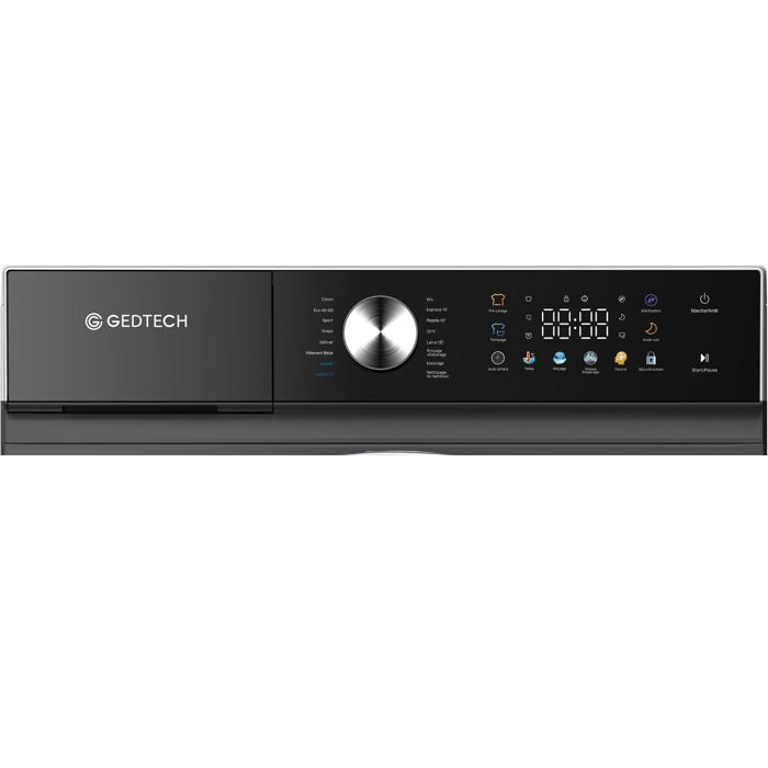 Máquina de lavar roupa de carregamento frontal GEDTECH GLLPS121400DG - 12 kg - 1400 rpm - 16 programas - Eco - Rápido - Consumo muito baixo - LED colorido