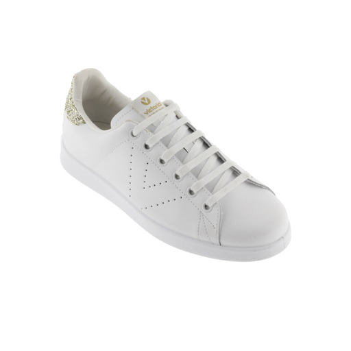 Zapatillas De Piel Victoria Tenis Con Trasera De Glitter Y Logotipo Troquelado