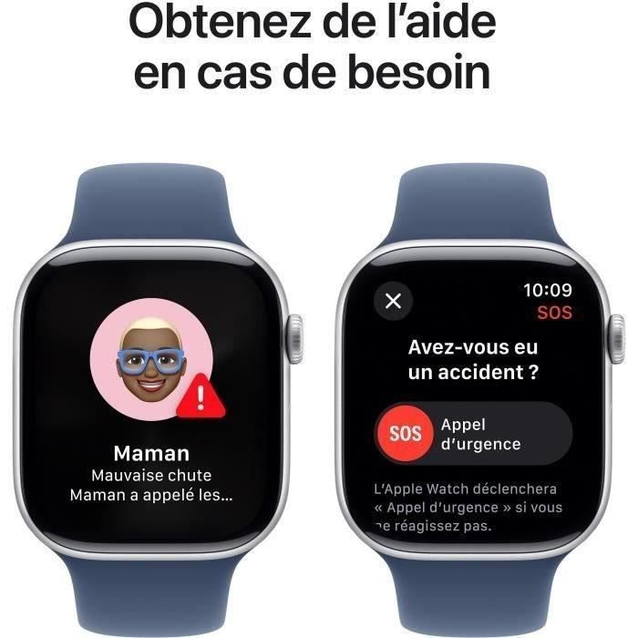 Apple Watch Series 10 GPS - 46 mm - Aluminio plateado - Correa de mezclilla S/M (2024) - Reacondicionado - Excelente estado