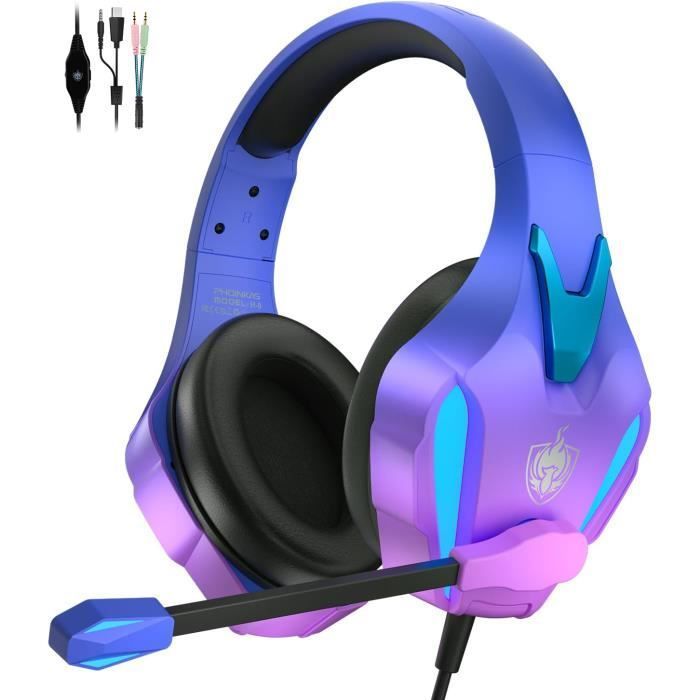 Fone de ouvido para jogos para PC/PS4/PS5/Mac/Switch com microfone, fone de ouvido para jogos com cancelamento de ruído e conector de 3,5 mm.