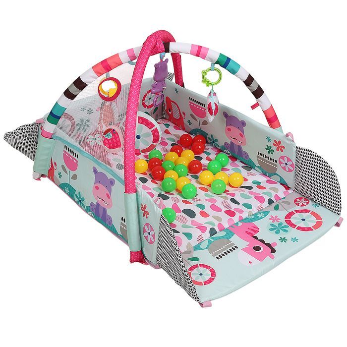 Alfombra de juegos musical multifuncional para bebés - ERROLVES - Rosa - Estructura de fitness 5 en 1 - Área de actividades interactivas
