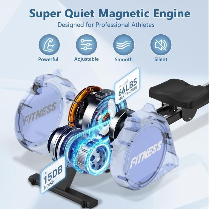 Rameur magnétique - DSKEUZEEW - Pliable - Bluetooth - Écran LCD - 16 niveaux de résistance