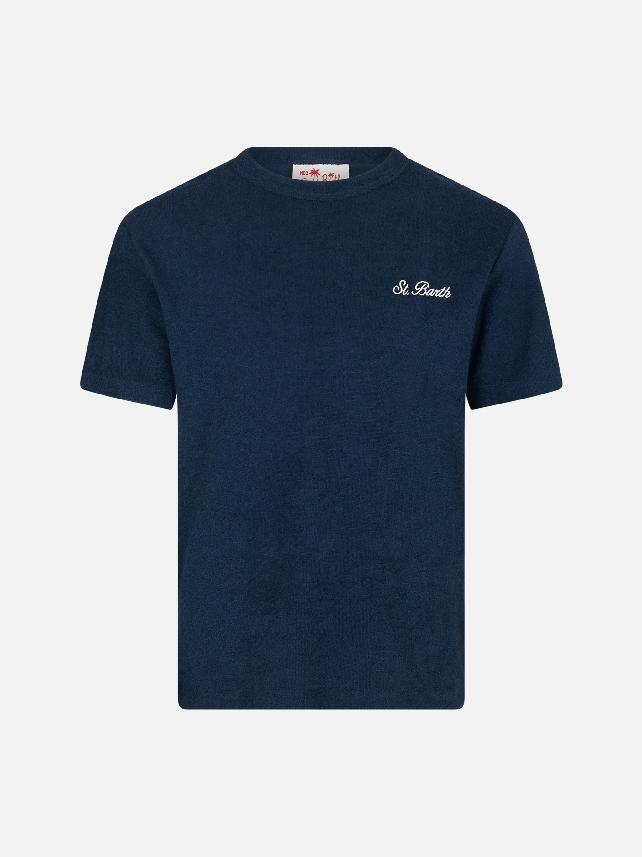 Gary marinblå frotté-t-shirt för pojkar med St. Barth-broderi