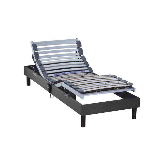 Base de cama eléctrica ajustable con somier de láminas, tejido antracita, 70x190 cm - Antracita - 5 años de garantía - Someo