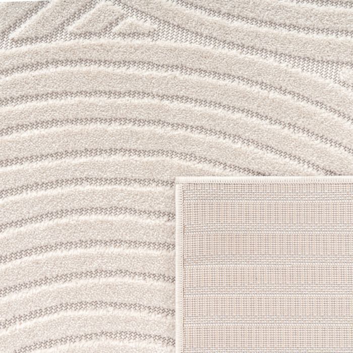 Paco Home Tapis Salon Chambre Adulte Poils Ras Motif Boho Motif Geometrique Uni Crème Crème 160x230 cm