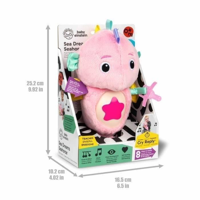 Lámpara de noche para bebé BABY EINSTEIN, peluche de caballito de mar rosa, responde al llanto del bebé, musical, luminosa, con ruido blanco y clip para chupete.