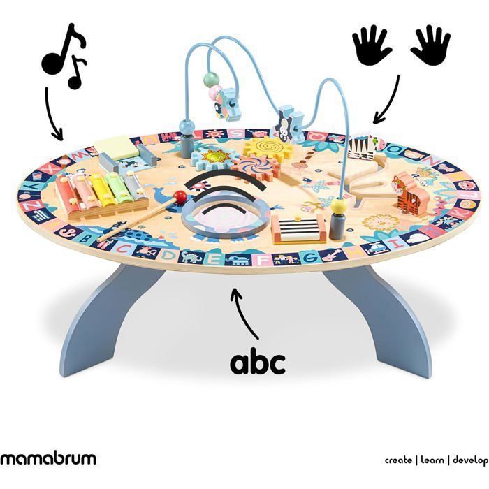 Table Multi-jeux- Table d'activités éducative  7 en 1 Musicale - Jouet Montessori Multifonctionnel Sensoriel - Labyrinthe