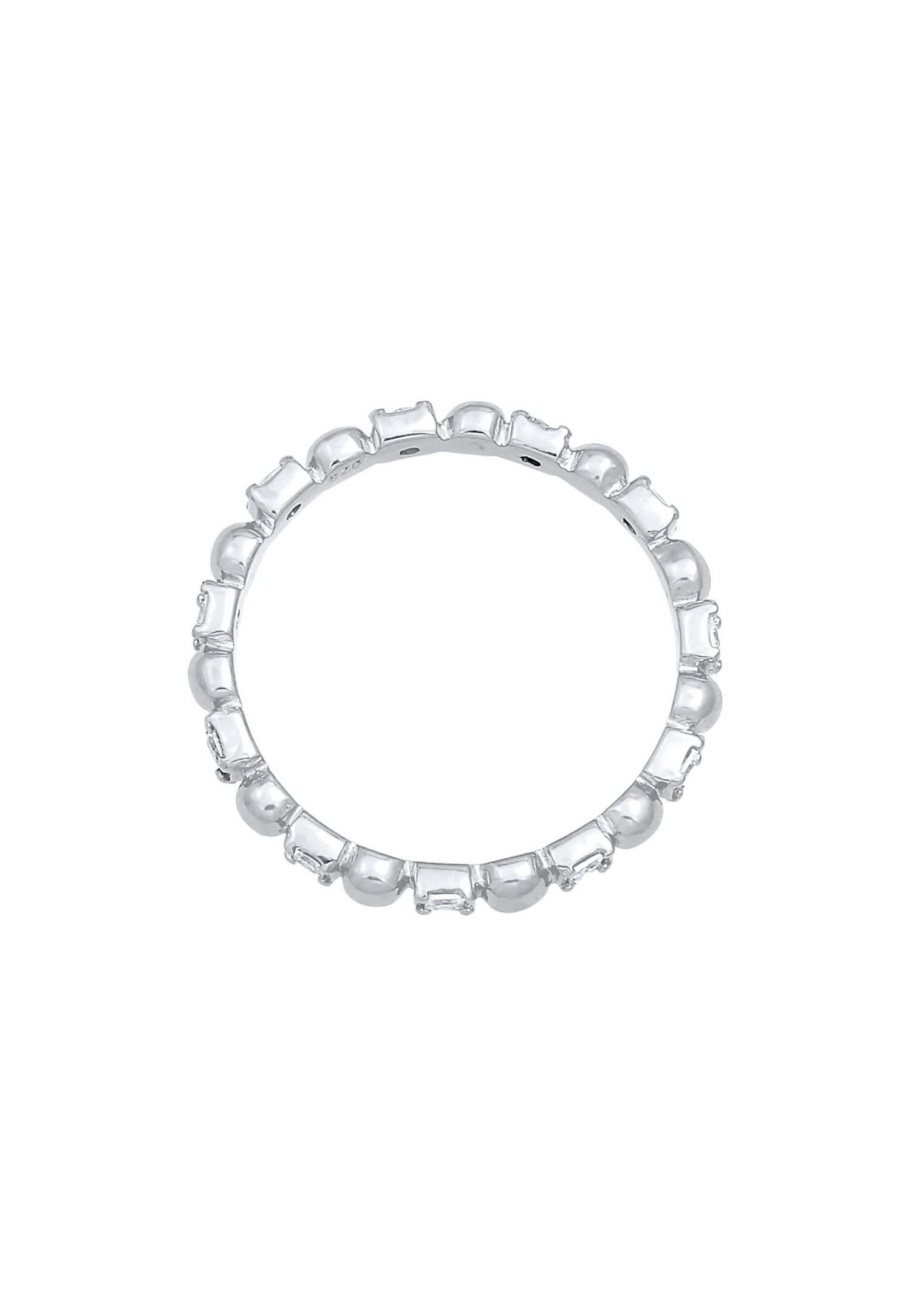 Elli Bague pour dames Boule carrée minimale avec zirconium en argent sterling 925 plaqué or