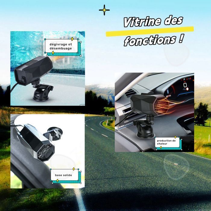 Calefactor para coche PASSIONOVA de 12 V y 150 W con descongelación rápida, rotación flexible, enchufe para encendedor de cigarrillos y ventosas: calefacción auxiliar para invierno.
