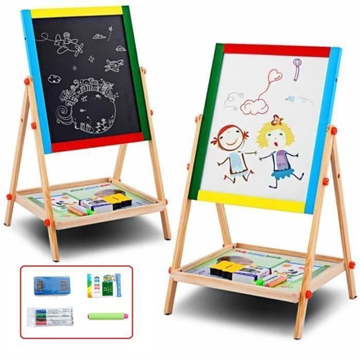 Tableau Dessin Double Face Magnétique Réglable Chevalet Enfant Avec Stylo 35.5x30.5cm