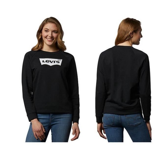 Pull sans capuche Levi's sweat à capuche noir femme Crew Sweatshirt