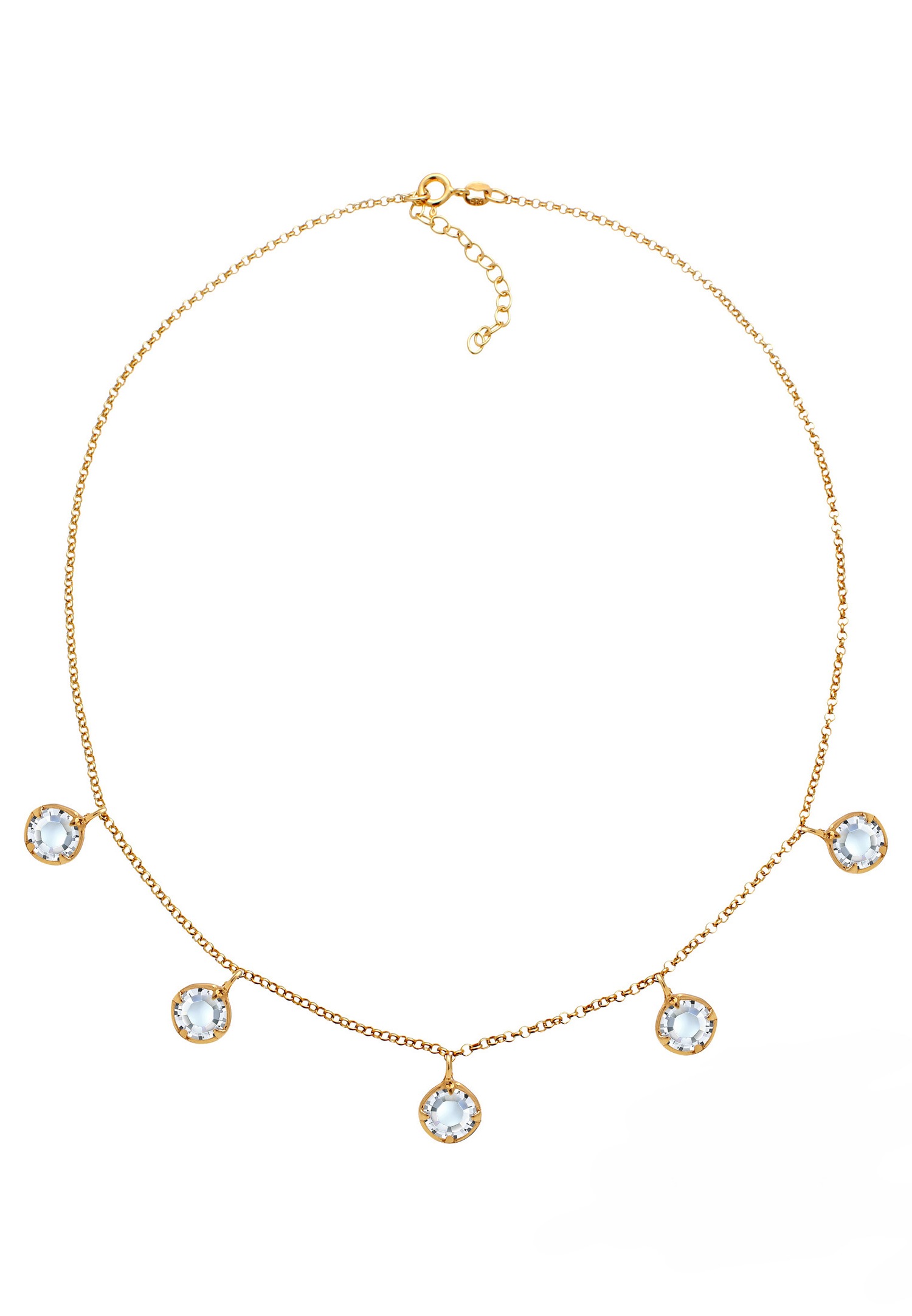 Elli Choker Pendentifs Minimal Basic avec des Cristaux Collier Femme - (925/1000) Argent Plaqué Or