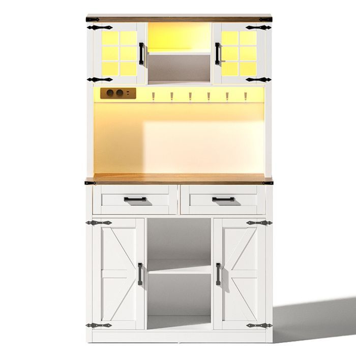 Buffet de cozinha com visor LED - 100x40x172cm - Branco - Buffet alto