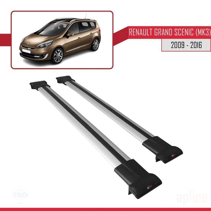 Barres de Toit - FLY - Modèle GRIS - Compatible Renault Grand Scenic - Aluminium - Charge < 300 kg