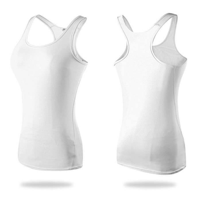 Pack de 3 camisetas de tirantes deportivas de compresión para mujer, de secado rápido, para correr y hacer ejercicio - Blanco/Azul/Rosa
