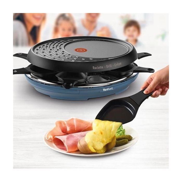 Parrilla raclette 3 en 1 - TEFAL - Colormania - 8 personas - 1050 W - Azul acero