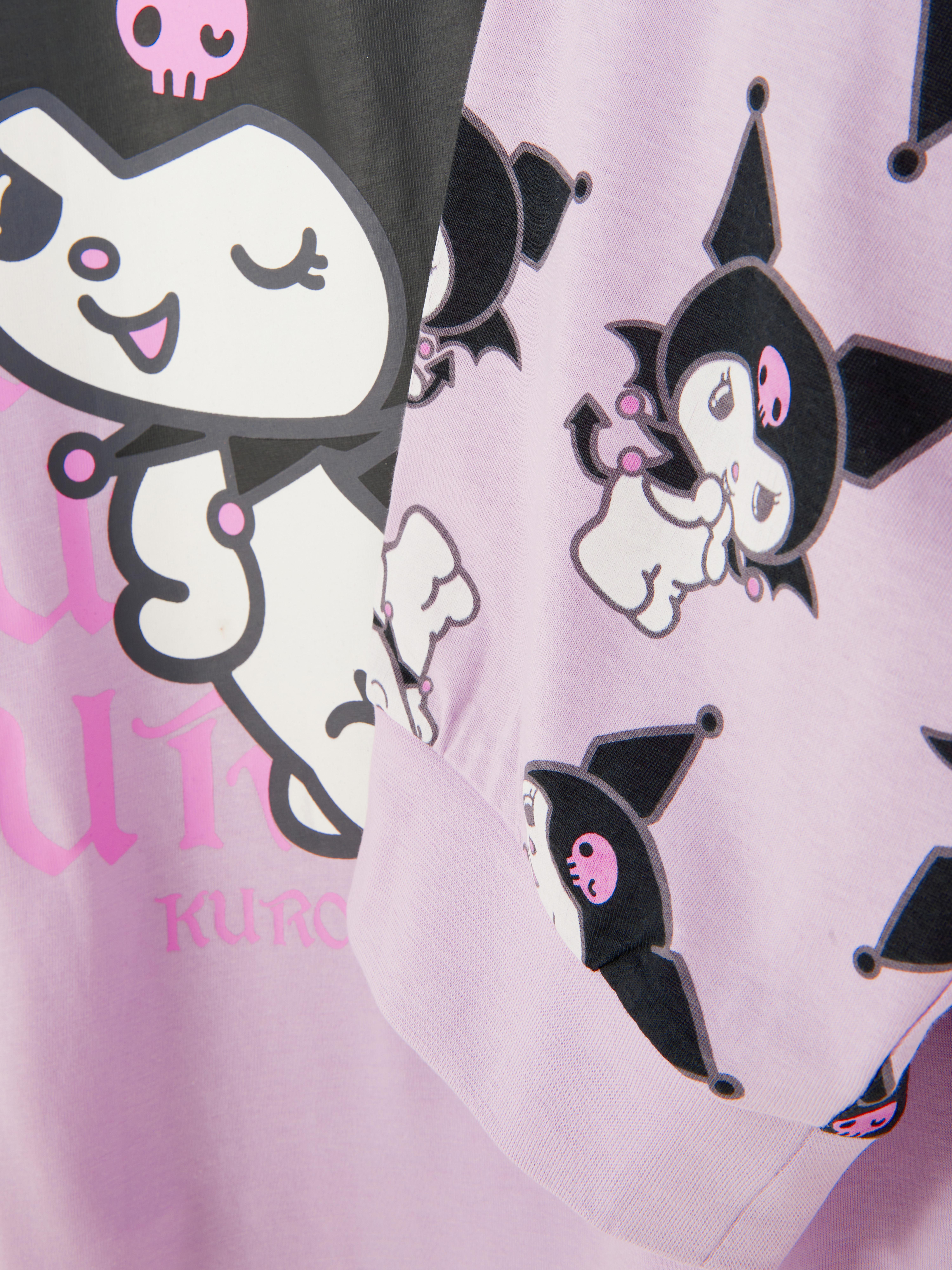 Hello Kitty Kuromi Jersey pizsama Klasszikus szett pizsamaja inggel és bokáig érő nadrággal az édes álmokhoz.