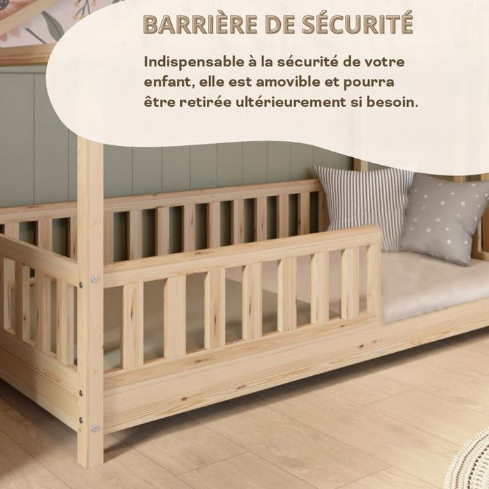 Kinder-Hochbett 90x190 cm - Holz - Inklusive Lattenrost - Kinderstil
