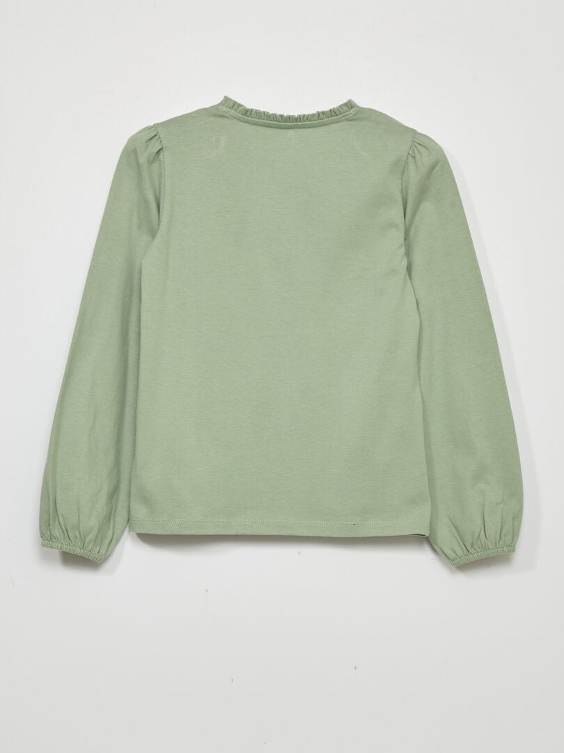 Camiseta de manga comprida em malha - VERDE