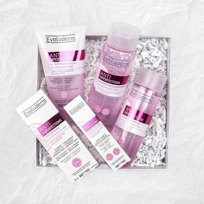 EVOLUDERM - Coffret Peau Zéro Défaut Anti-Imperfections - Box Roséa - Idéal cadeau Noël, Anniversaire, Fête des Mères
