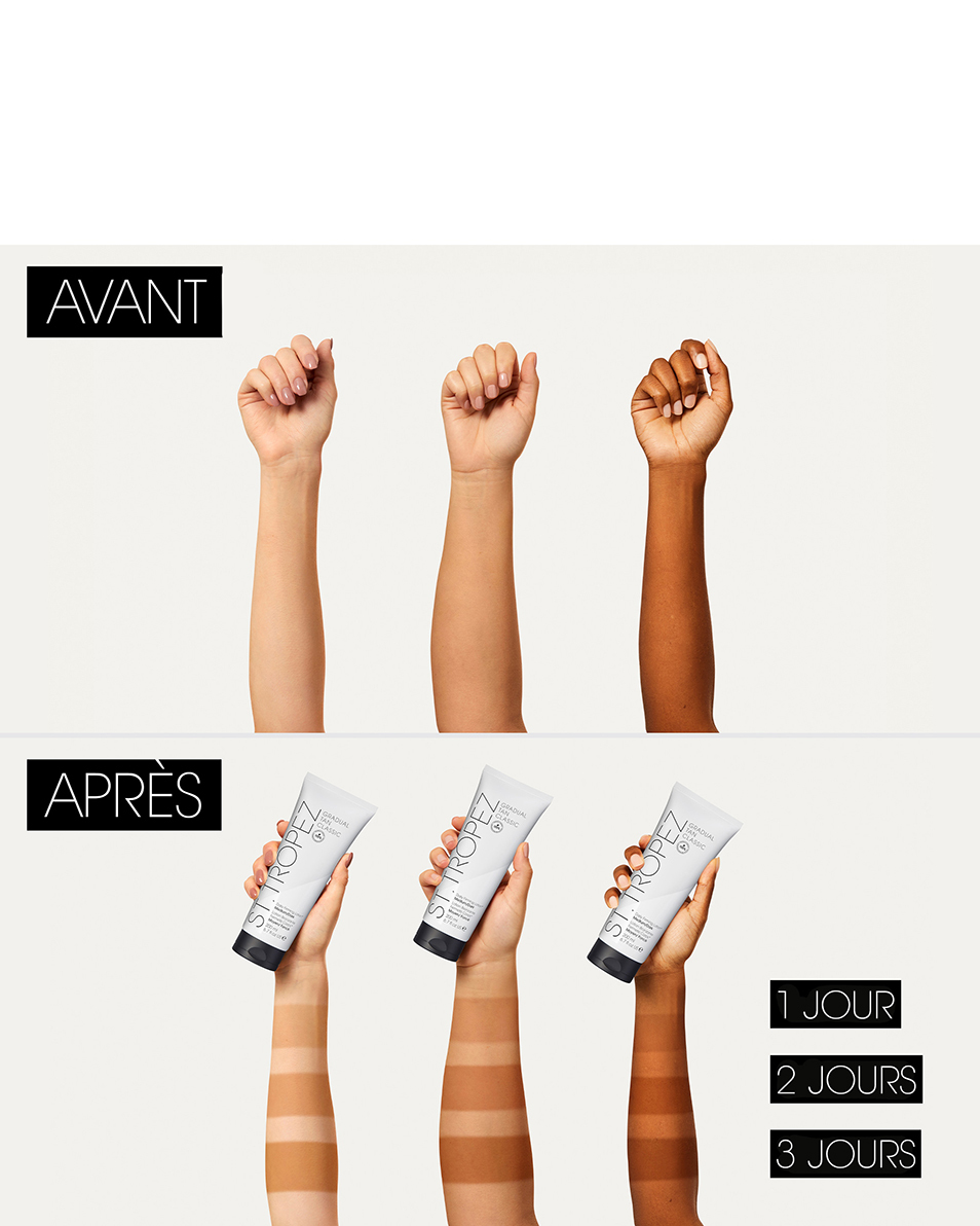 Lotion autobronzante raffermissante ST.TROPEZ GRADUAL TAN CLASSIC, teinte moyenne à foncée