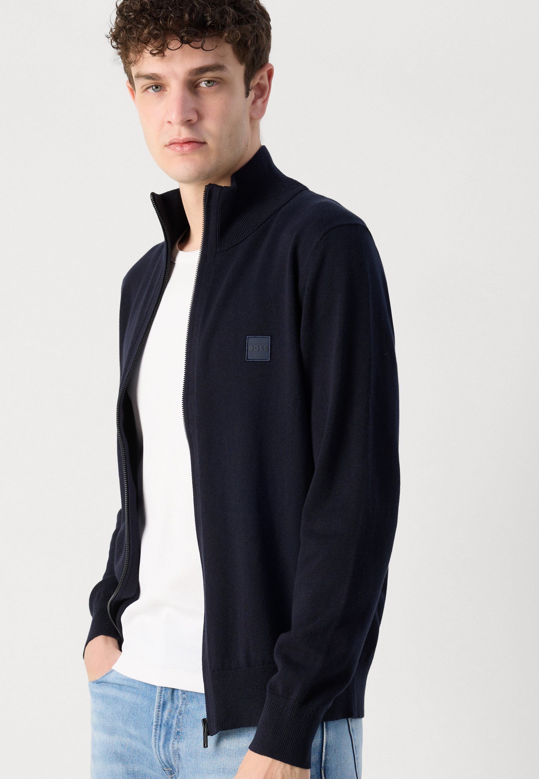 BOSS KANOZIP - Cardigan - donkerblauw