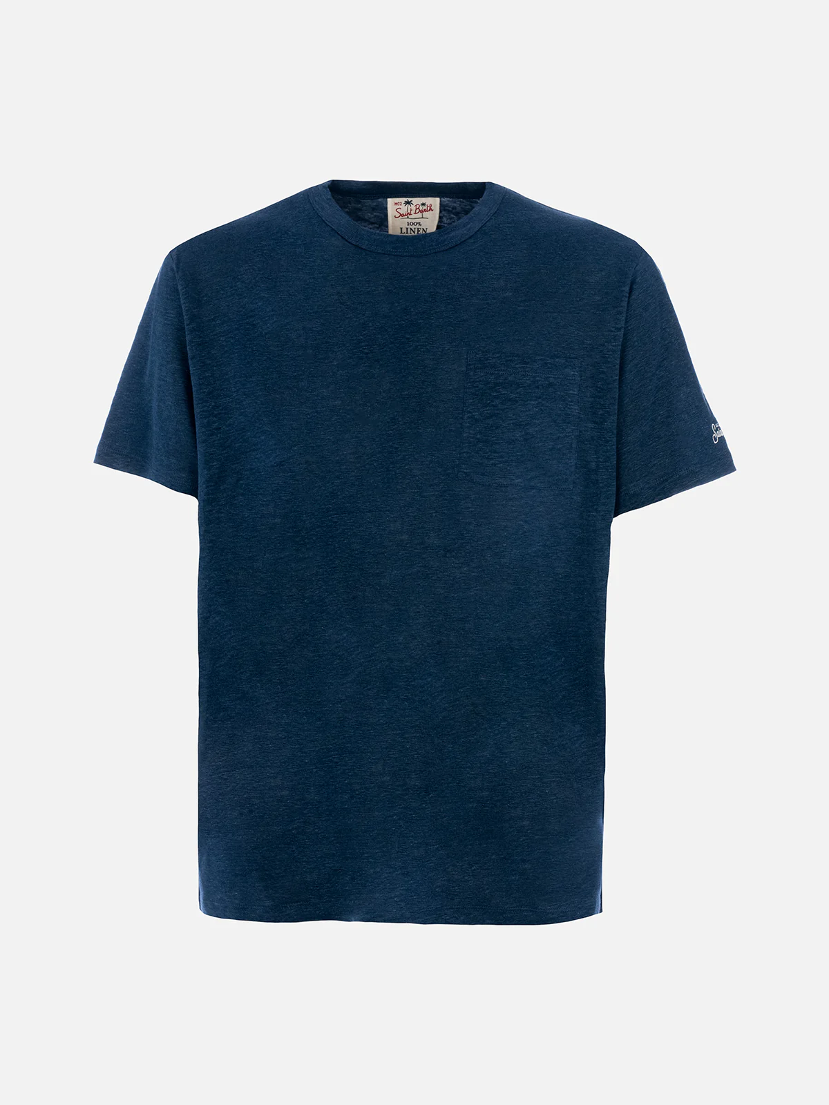 Ecstasea heren T-shirt van marineblauw linnenjersey met zakje